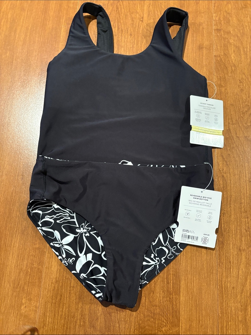 NWT Athleta Girl Reversible Swim Bottom & a Black Scoop Tankini Sz 14